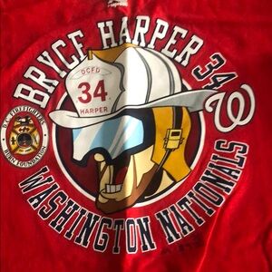 Majestic Red Washington Nationals Firefighter Tee